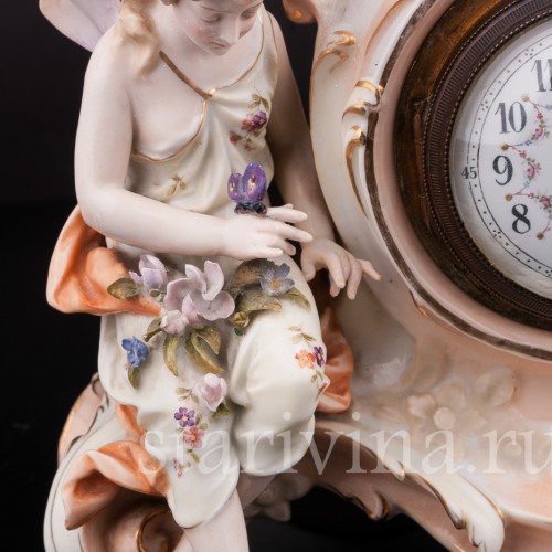 Фарфоровые часы Лесная фея Volkstedt, Германия, 19 в.