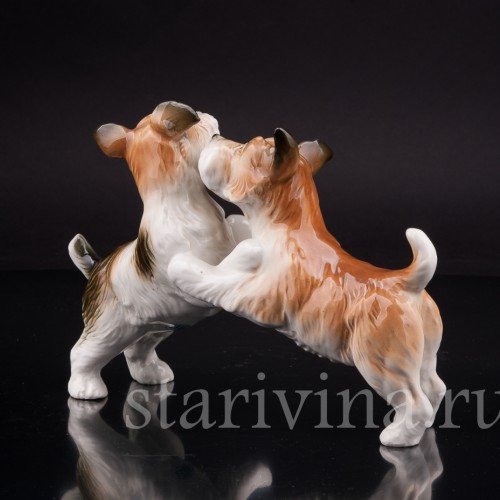 Фарфоровая статуэтка собак Играющие терьеры, Karl Ens, Германия, сер. 20 в.