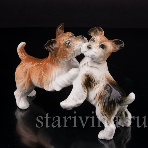 Фарфоровая статуэтка собак Играющие терьеры, Karl Ens, Германия, сер. 20 в.