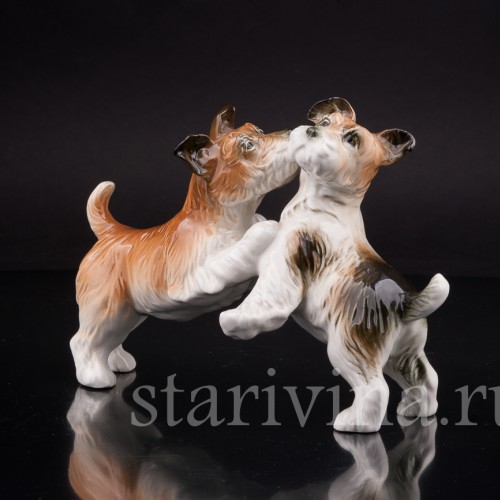 Фарфоровая статуэтка собак Играющие терьеры, Karl Ens, Германия, сер. 20 в.