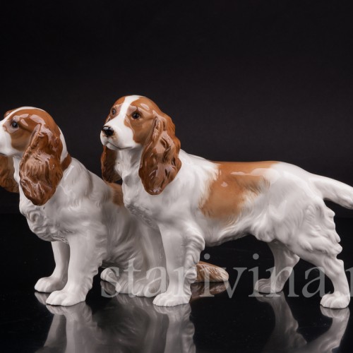 Фигурка собак из фарфора Два спаниеля, Hutschenreuther, Германия, 1960 гг.