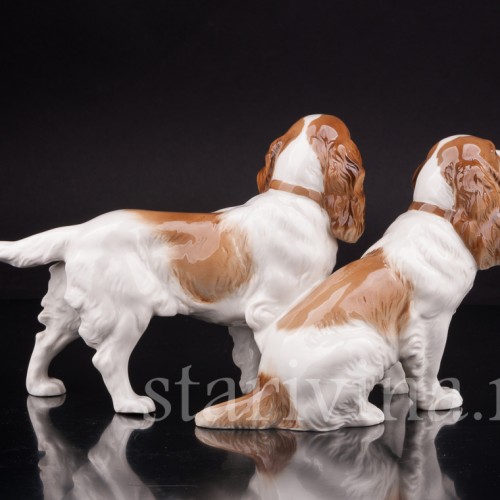Фигурка собак из фарфора Два спаниеля, Hutschenreuther, Германия, 1960 гг.
