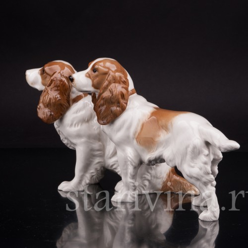 Фигурка собак из фарфора Два спаниеля, Hutschenreuther, Германия, 1960 гг.
