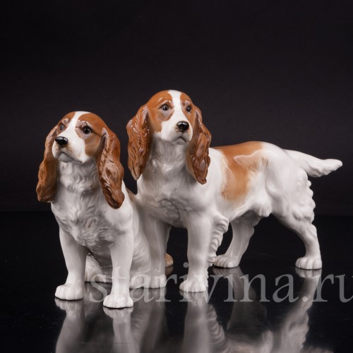 Фигурка собак из фарфора Два спаниеля, Hutschenreuther, Германия, 1960 гг.