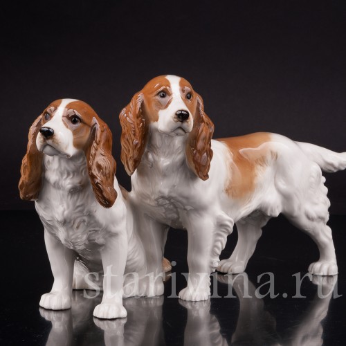 Фигурка собак из фарфора Два спаниеля, Hutschenreuther, Германия, 1960 гг.