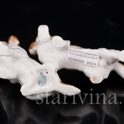 Фигурка собак из фарфора Два спаниеля, миниатюра, Hutschenreuther, Германия, 1970 гг.