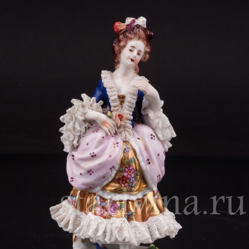 Статуэтка из фарфора Дама, кружевная, миниатюра, Volkstedt, Германия, нач. 20 века.