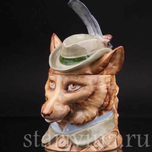 Антикварная пивная кружка Лис, 1/2 л, Von Schierholz, Германия, 1880-1906 гг.