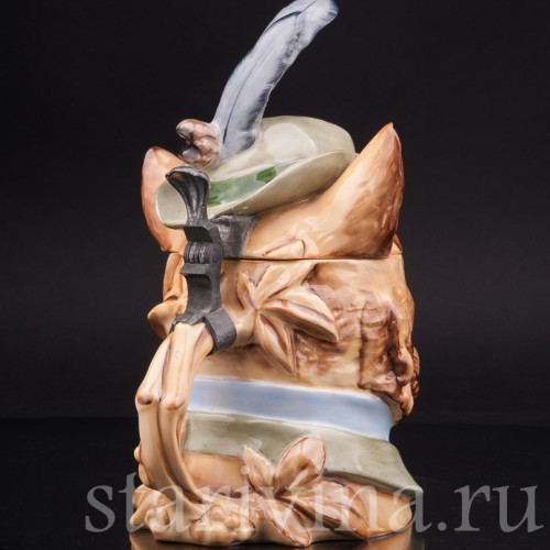 Антикварная пивная кружка Лис, 1/2 л, Von Schierholz, Германия, 1880-1906 гг.