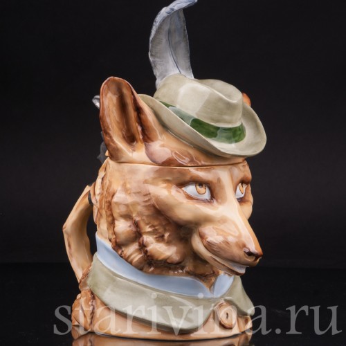 Антикварная пивная кружка Лис, 1/2 л, Von Schierholz, Германия, 1880-1906 гг.