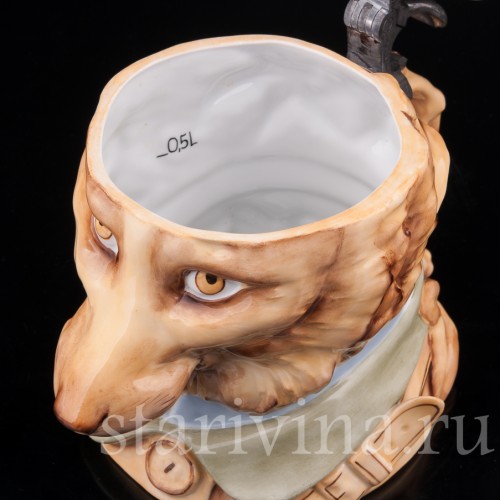 Антикварная пивная кружка Лис, 1/2 л, Von Schierholz, Германия, 1880-1906 гг.