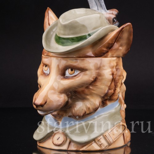 Антикварная пивная кружка Лис, 1/2 л, Von Schierholz, Германия, 1880-1906 гг.