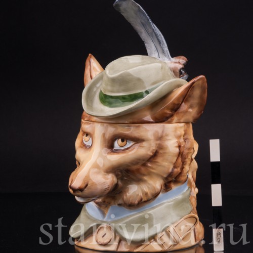 Антикварная пивная кружка Лис, 1/2 л, Von Schierholz, Германия, 1880-1906 гг.