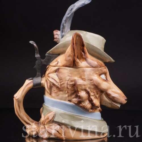 Антикварная пивная кружка Лис, 1/2 л, Von Schierholz, Германия, 1880-1906 гг.