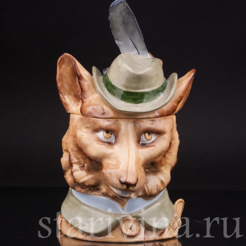 Антикварная пивная кружка Лис, 1/2 л, Von Schierholz, Германия, 1880-1906 гг.