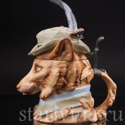 Антикварная пивная кружка Лис, 1/2 л, Von Schierholz, Германия, 1880-1906 гг.