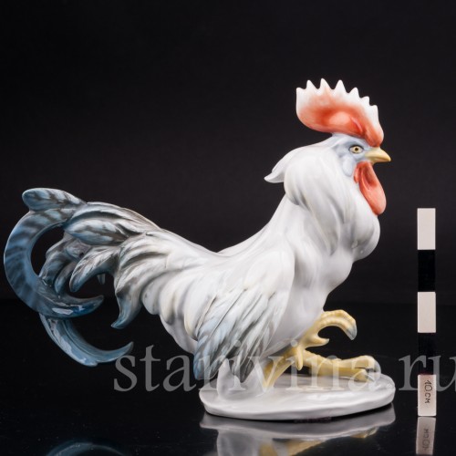 Фигурка птицы из фарфора Петух с поднятой лапой, Rosenthal, Германия, 1956 год.