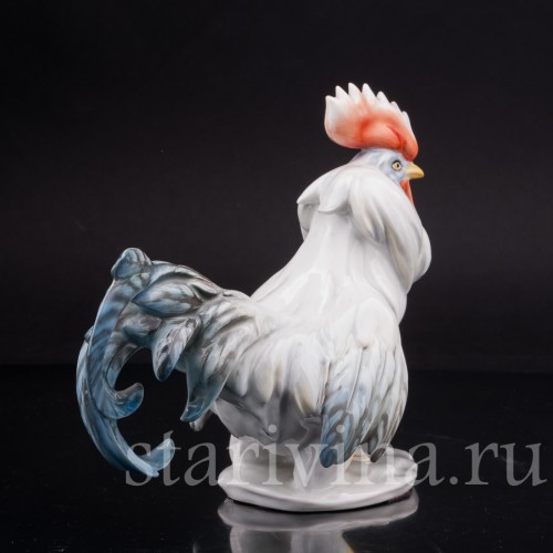 Фигурка птицы из фарфора Петух с поднятой лапой, Rosenthal, Германия, 1956 год.