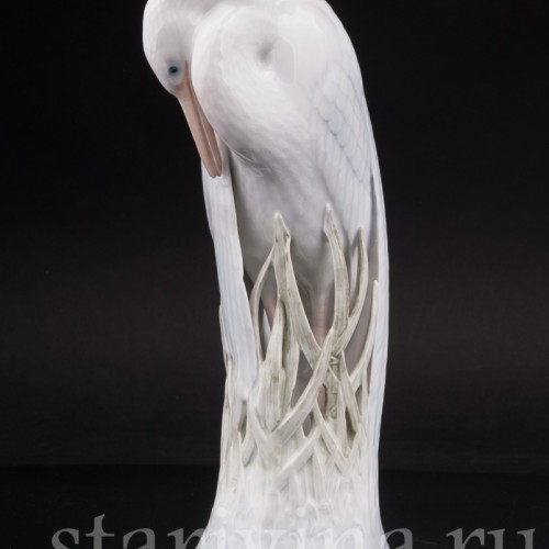 Фарфоровая статуэтка птицы Цапля Royal Copenhagen, Дания, 1980е гг.