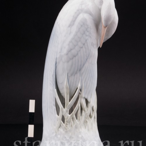 Фарфоровая статуэтка птицы Цапля Royal Copenhagen, Дания, 1980е гг.