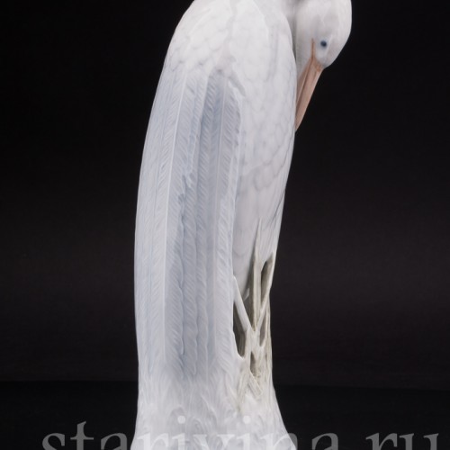 Фарфоровая статуэтка птицы Цапля Royal Copenhagen, Дания, 1980е гг.