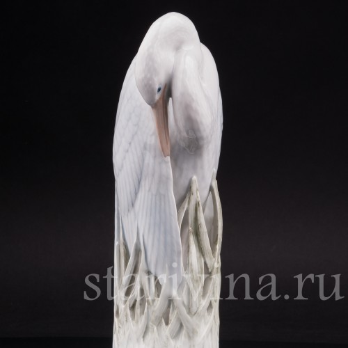 Фарфоровая статуэтка птицы Цапля Royal Copenhagen, Дания, 1980е гг.