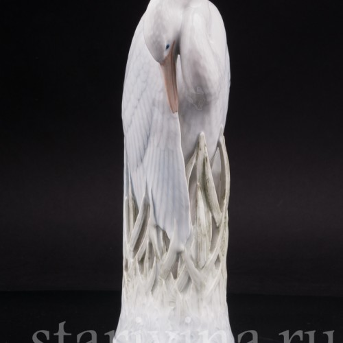 Фарфоровая статуэтка птицы Цапля Royal Copenhagen, Дания, 1980е гг.