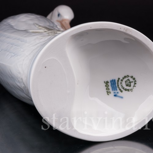 Фарфоровая статуэтка птицы Цапля Royal Copenhagen, Дания, 1980е гг.