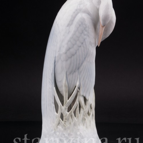 Фарфоровая статуэтка птицы Цапля Royal Copenhagen, Дания, 1980е гг.