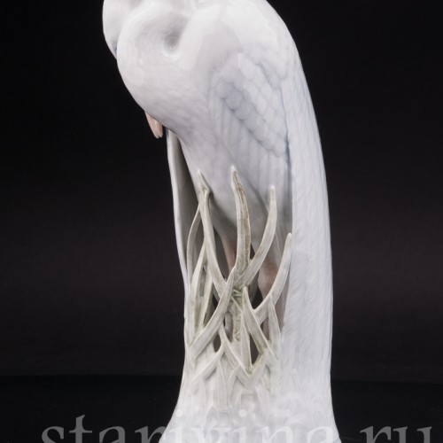 Фарфоровая статуэтка птицы Цапля Royal Copenhagen, Дания, 1980е гг.