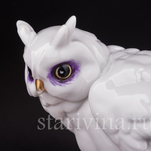 Фигурка птицы из фарфора Ушаста сова, Hertwig & Co, Германия, нач. 20 в.