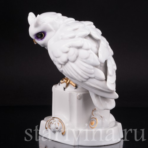 Фигурка птицы из фарфора Ушаста сова, Hertwig & Co, Германия, нач. 20 в.
