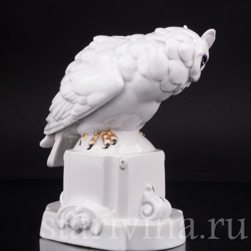 Фигурка птицы из фарфора Ушаста сова, Hertwig & Co, Германия, нач. 20 в.