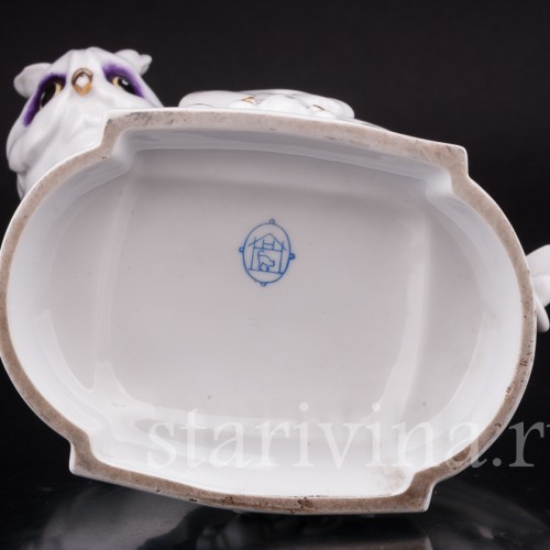 Фигурка птицы из фарфора Ушаста сова, Hertwig & Co, Германия, нач. 20 в.
