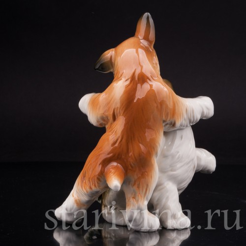 Фигурка собак из фарфора Играющие терьеры, Karl Ens, Германия, 1920-30 гг.