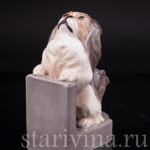 Фарфоровая фигурка собаки Пекинес, Dahl Jensen, Дания, пер. пол. 20 века.