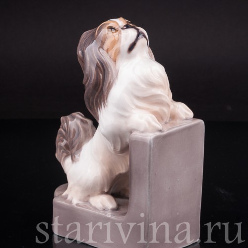 Фарфоровая фигурка собаки Пекинес, Dahl Jensen, Дания, пер. пол. 20 века.