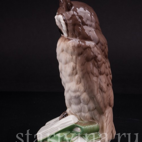 Фигурка птицы из фарфора Сова с книгами, Nymphenburg, Германия, до 1990 г.