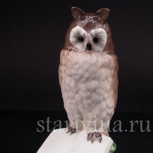 Фигурка птицы из фарфора Сова с книгами, Nymphenburg, Германия, до 1990 г.