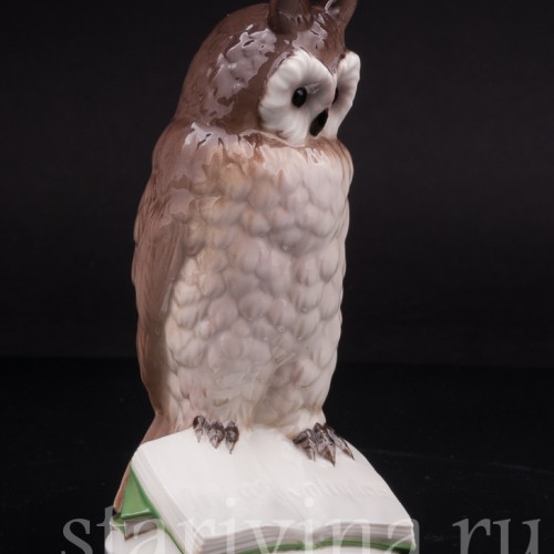 Фигурка птицы из фарфора Сова с книгами, Nymphenburg, Германия, до 1990 г.