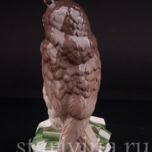 Фигурка птицы из фарфора Сова с книгами, Nymphenburg, Германия, до 1990 г.