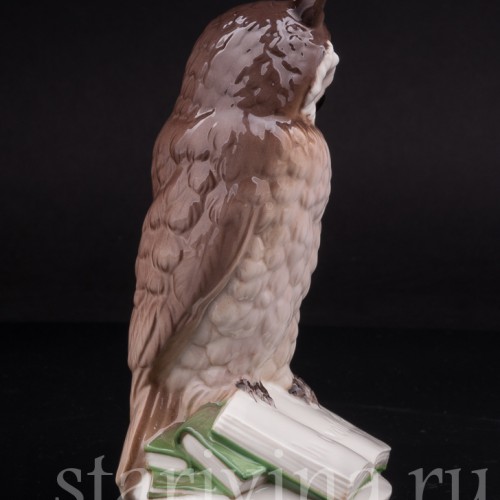 Фигурка птицы из фарфора Сова с книгами, Nymphenburg, Германия, до 1990 г.