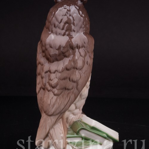 Фигурка птицы из фарфора Сова с книгами, Nymphenburg, Германия, до 1990 г.