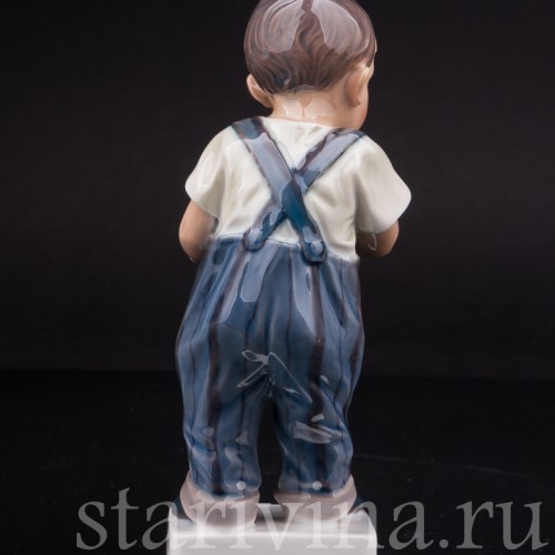Фарфоровая статуэтка Курильщик, мальчик с трубкой, Dahl Jensen, Дания, сер. 20 века.
