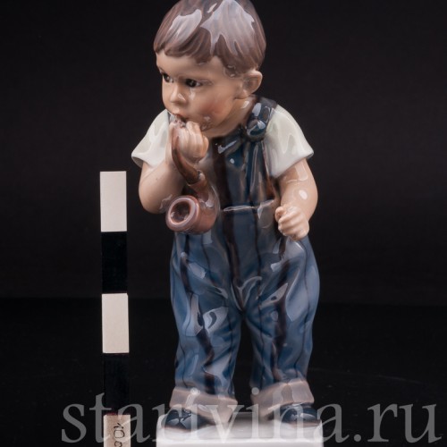 Фарфоровая статуэтка Курильщик, мальчик с трубкой, Dahl Jensen, Дания, сер. 20 века.