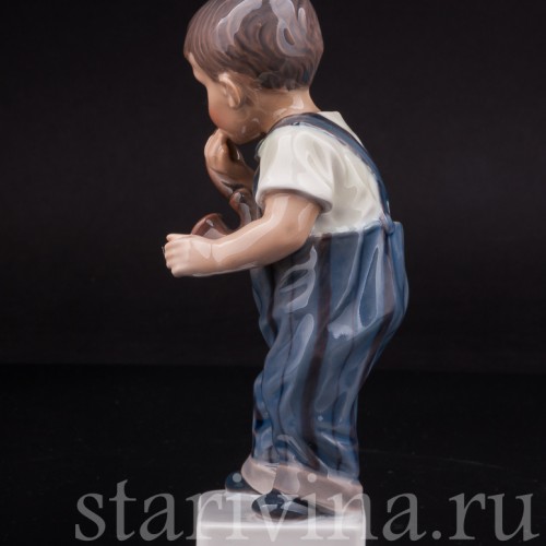 Фарфоровая статуэтка Курильщик, мальчик с трубкой, Dahl Jensen, Дания, сер. 20 века.