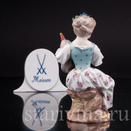 Фарфоровая статуэтка Девочка с волынкой, Девичий оркестр, Meissen, Германия, 19 в.