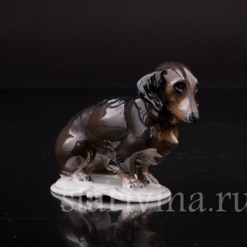 Фигурка собаки из фарфора Такса, миниатюра, Rosenthal, Германия, 1953 г.