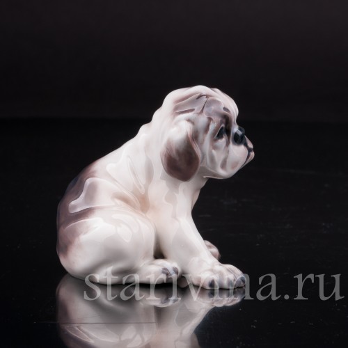 Статуэтка собаки из фарфора Щенок бульдога, миниатюра, Dahl Jensen, Дания.