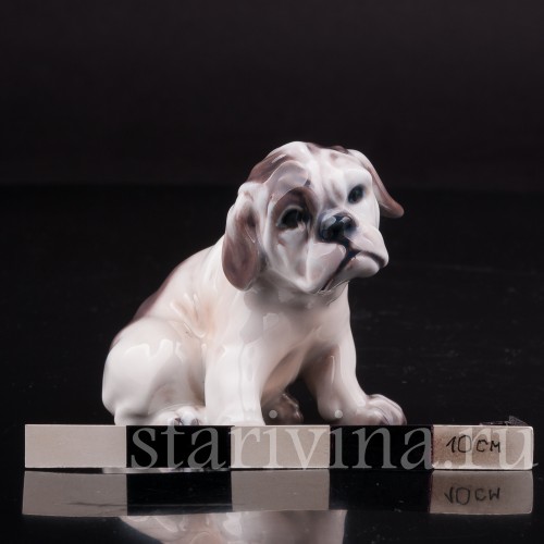Статуэтка собаки из фарфора Щенок бульдога, миниатюра, Dahl Jensen, Дания.